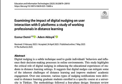 Our Department Academic Staff Dr. Ecenur DEMİR's SSCI (Q1) Indexed Article Published in Education and Information Technologies, One of the Leading Journals in the Field. 
